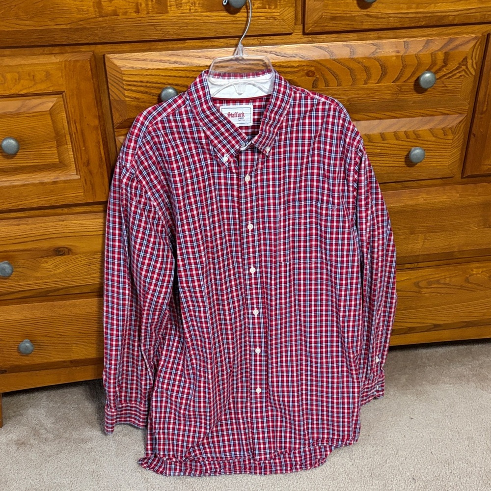 Stafford Prep Red and Blue Plaid Men's Shirt